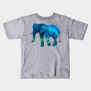 Aurora Borealis Elephant Silhouette Kids T-Shirt